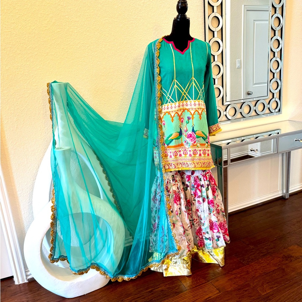 Pakistani/Indian Designer Zahra Ahmed garara dress. S/M